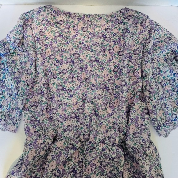 Manydress Lavender Floral Print Casual Mini Boho Ruffle Swing Dress Lined Medium - Picture 11 of 16